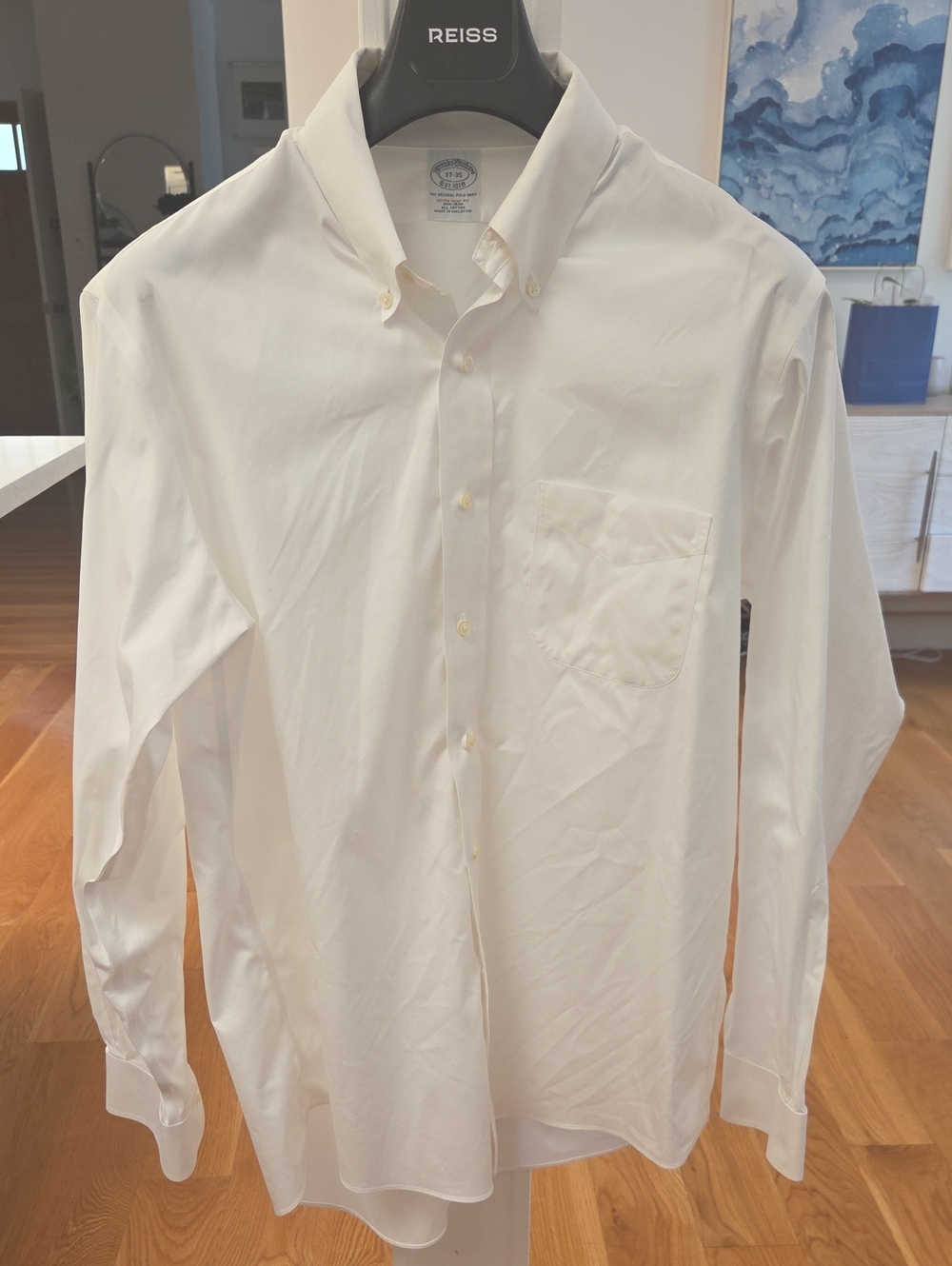 Brooks Brothers Mens Extra Slim Classic Oxford Cloth White Button Shirt 17-35